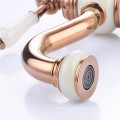 Luxury gold deck mounted crystal faucet for basin